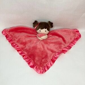 𝅺carter's Little Girl Pink Lovey Rattle Security Blanket Ruffle Satin Lined 14"
